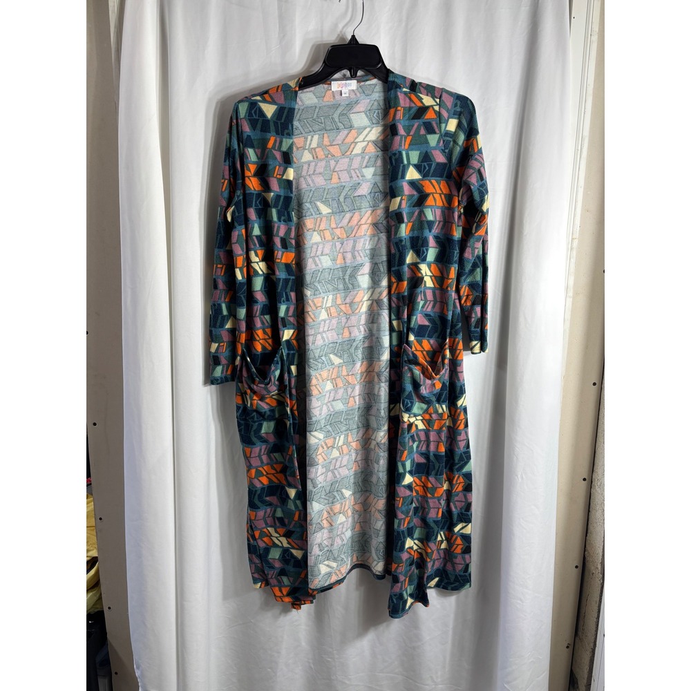 LuLaRoe Geometric Print Cardigan Duster Long Sleeve Open‎ Front Womens Size M